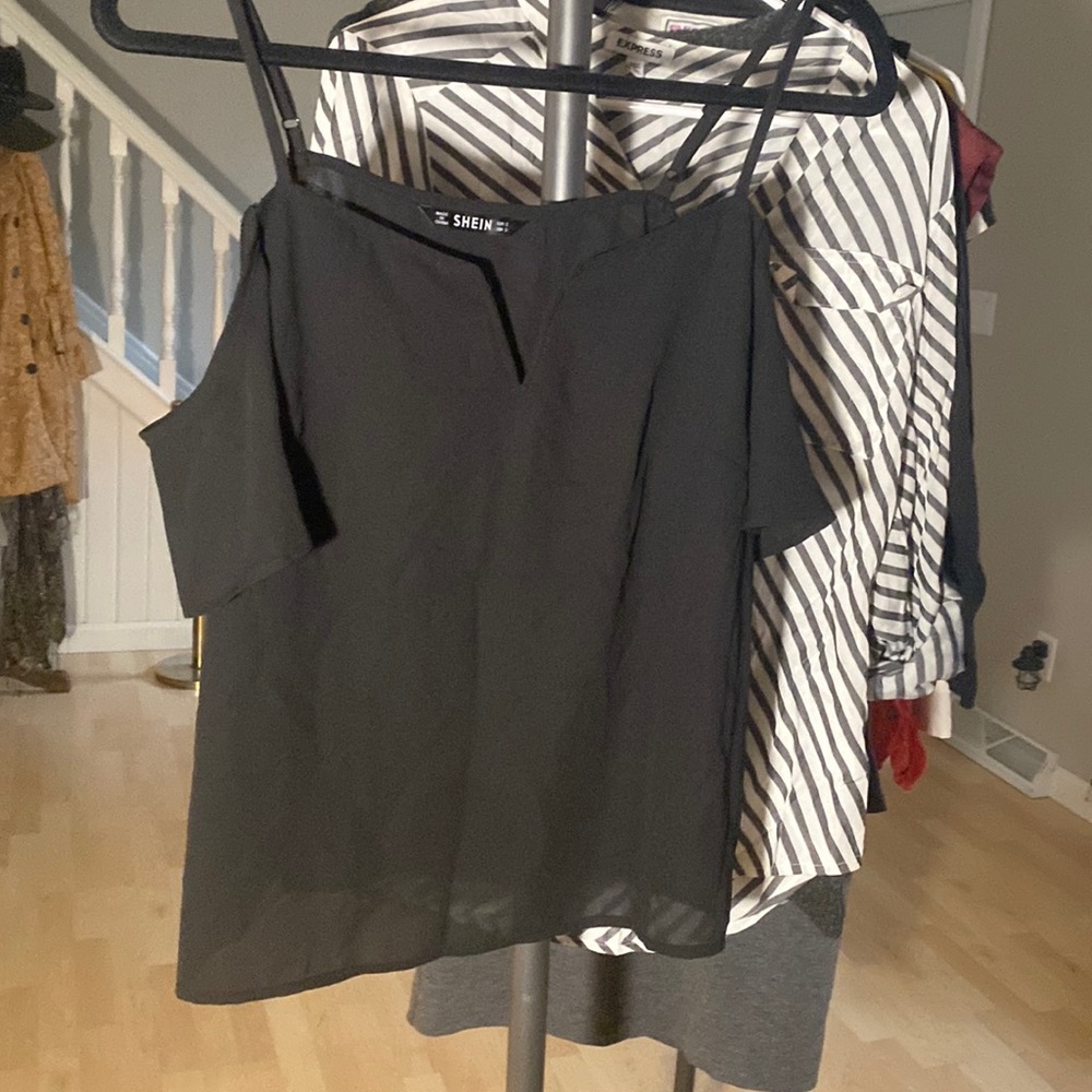 SHEIN V bar off shoulder black top